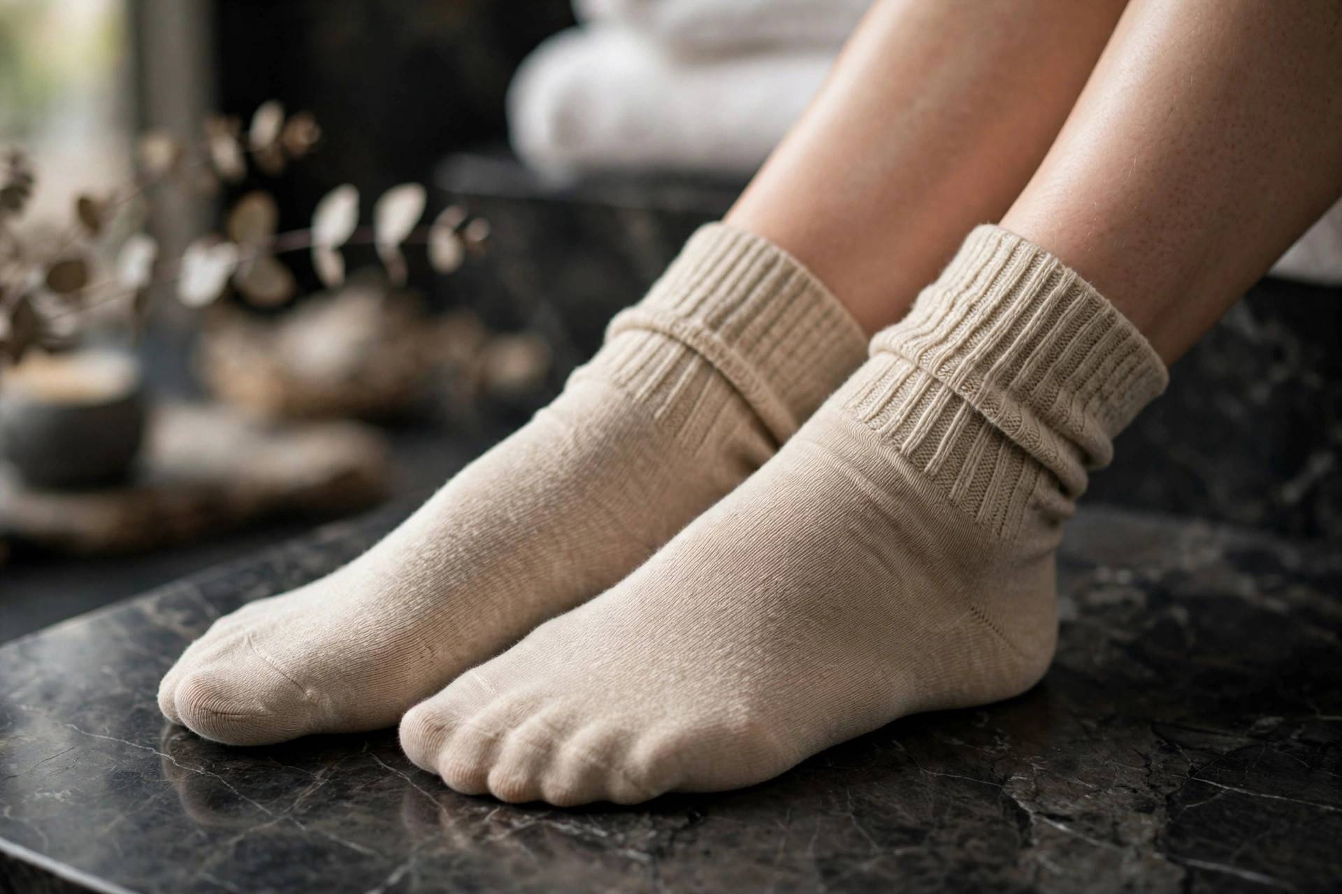 Close-up of premium sock knit sourced by Socktera
